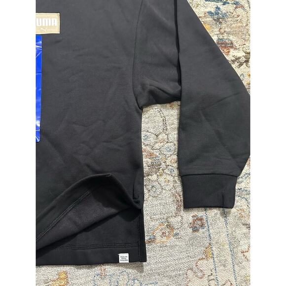 PUMA Women's Fleece Crewneck Sweatshirt Badge Size Large Black - Picture 4 of 5